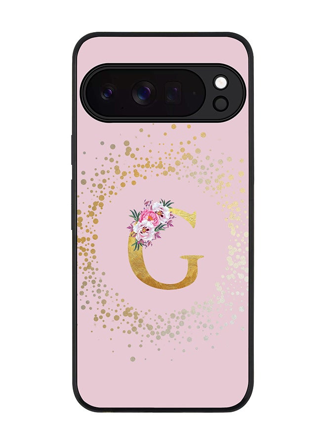 For Google Pixel 10 Pro Case,Slim fit Camera Protection, Shockproof Thin Phone cover  - Custom Monogram Floral - G  (Pink )
